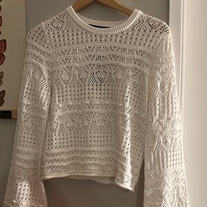 White Crochet Knit Sweater connection size M new